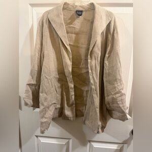 Eileen Fisher Natural Linen Button-Front Blazer